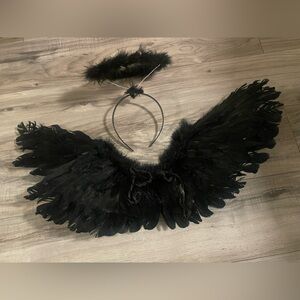 Black Feather Angel Wings and Headband Set
